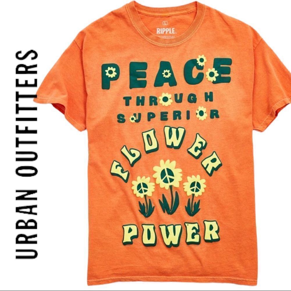 NEW Urban Outfitters UO Peace Through Flower Power Tee Shirt T-Shirt M L